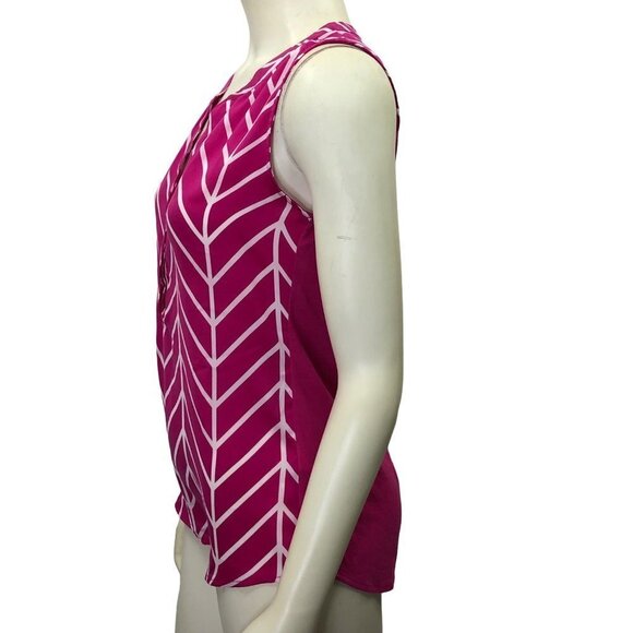 HANNA & GRACIE CHEVRON V NECK SLEEVELESS TOP‎ SM NWT - Picture 3 of 5